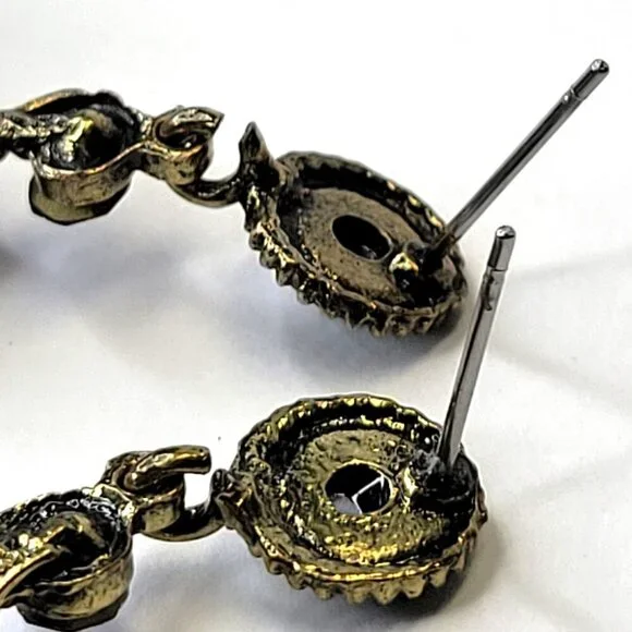 Red Rhinestone Circular Statement Earrings - Picture 7 of 8